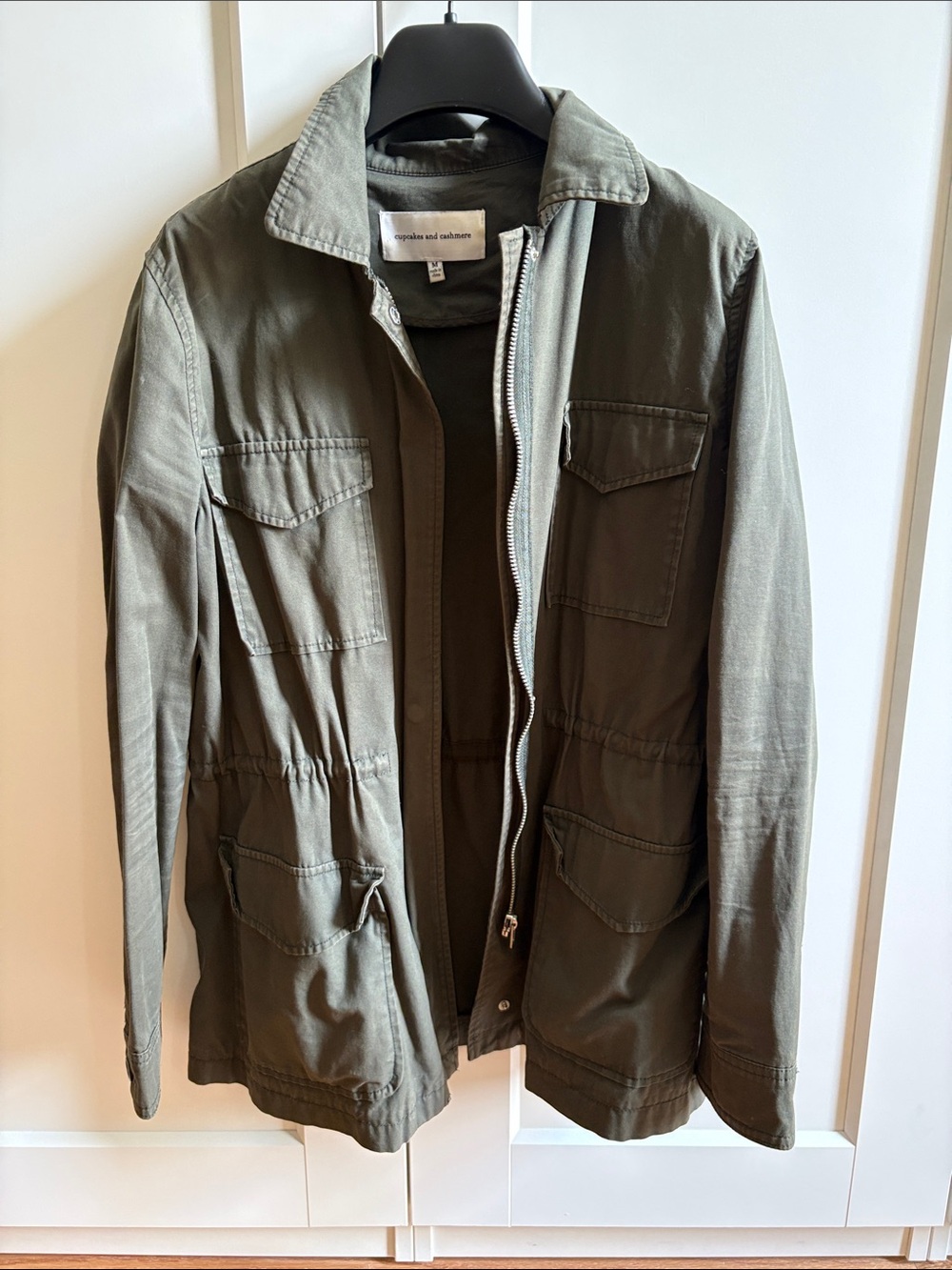 cupcakes & cashmere Olive Green Military-Style Field Jacket